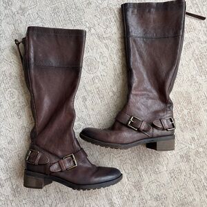 Brown Leather Knee-High Boots